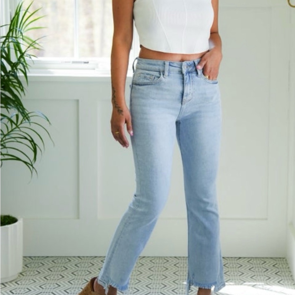 High Rise Cropped Kick Flare Jeans